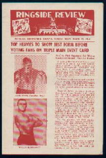 Wrestling Program 1954 Boise Jack Rush Wally Kameroff