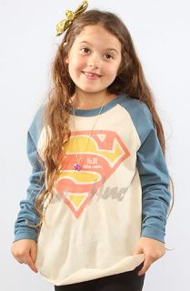 Junkfood Clothing The Kids Superman Super Hero Raglan in Eggshell