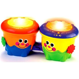 Fisher Price Go Baby Go Crawl Along Musical Light Up Bongo Drum Roll