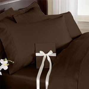 Fine Linens 200 Thread Count Solid Twin Sheet Set Chocolate Brown New