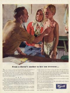 1945 Wyeth Drugs Overseas Military Doctor MD Print Ad