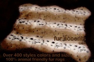 Snow Lynx Rug Faux Fur Animal Accent Fake Sheepskin Imitation Log