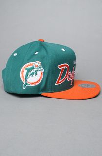 Mitchell & Ness The Miami Dolphins Script 2Tone Snapback Cap in Green