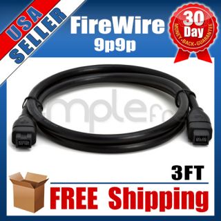 ft Firewire 800 to 800 9 to 9 Pin Cable 9pin 9pin 3ft Black