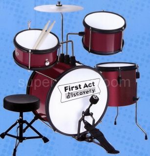 New Kids First Act Red Drum Set Toy Musical Instrument + Adjustable