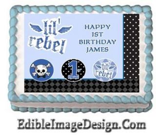 Lil Rebel 1st Birthday Edible Party Cake Image Cupcake Topper Favor