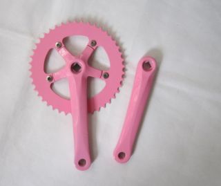 Single Speed Fixed Gear Bike Bicycle Crank Crankset 44T 165mm Pink