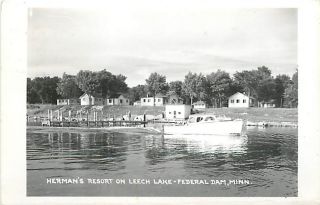 MN Federal Dam Hermans Resort Leech Lake RPPC T16473