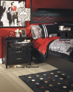 Black Wood American Federal King Sleigh Bed Master Bedroom Furniture