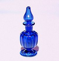 Mini Handblown Ferenc Albert Blue Footed Perfume Bottle