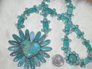 Fabulous Federico Jimenez Southwest Turquoise Radiating Heart Necklace