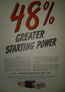 Vintage Exide Batteries 1949 Original Magazine Ad