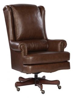 coffee genuine leather executive office desk chair upholstered in a