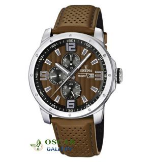 Festina Multifunction F16585 2 Leather Band Mens Watch New 2 Years