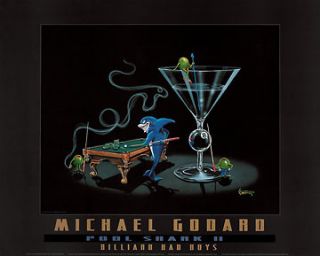 Michael Godard Pool Sharks II olives playing pool martini bad boys