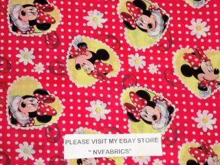 MINNIE MOUSE FABRIC MINNIE MOUSE FABRIC POLKA DOTS & DAISIES new BTY