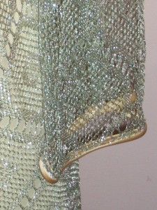 Amazing Vtg Silver 60s Mod Joseph Magnin M Lace Illusion Party Dress