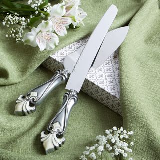 fleur de lis design wedding cake knife an server set