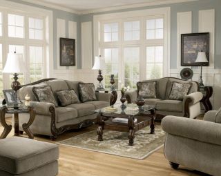 Ashley Traditional Sofa Loveseat Chair 3 PC Living Room Furniture Set