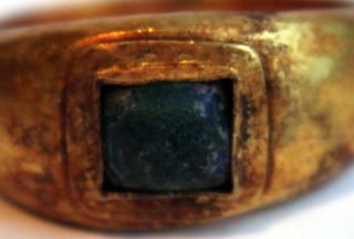Ancient Roman Gold Finger Ring with Original Green Glass STONE1ST
