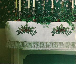 Christmas Fireplace Mantel Cloth Cross Stitch Chart