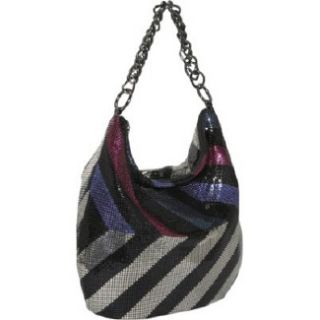 Handbags Whiting and Davis Opposing Stripes Hobo Black Multi