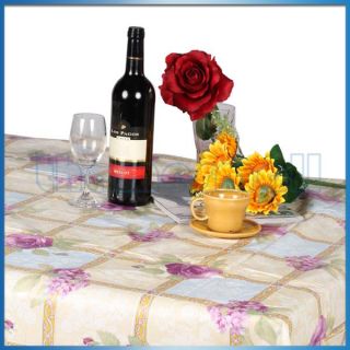 Floral Flower Vinyl Table Cloth Cover Waterproof Dining Table