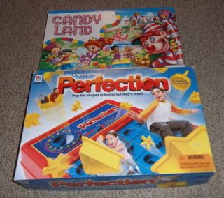 Lot of 2 Family BOARD Games PERFECTION & Candyland BOTH COMPLETE Free