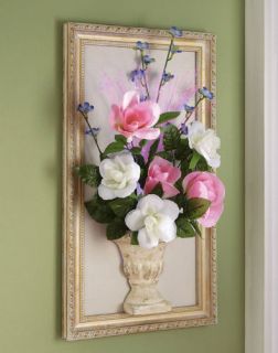 Scroll Framed Floral Flower Bouquet Vase Fiber Optic Display Wall Art