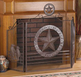 New Rustic Metalwork Lone Star Fireplace Screen