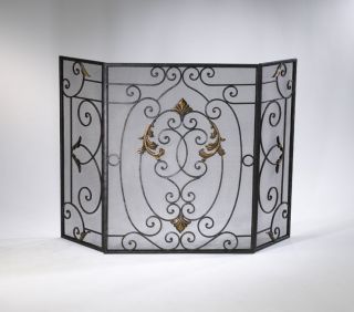 french scrolled iron fireplace screen tuscan decor