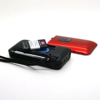 red mini portable speaker music player fm radio led display