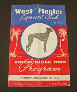 1945 greyhound racing program miami west flagler description this