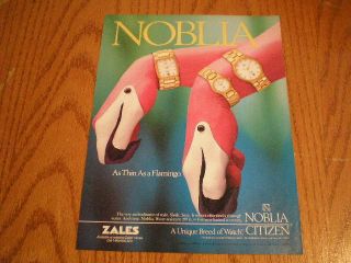 1988 Zales Noblia Citizen Watches Watch Ad Pink Flamingo Hands