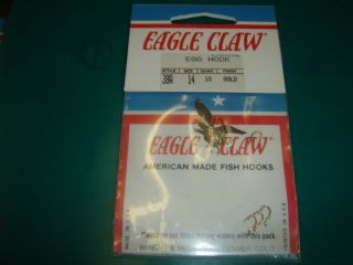 Eagle Claw Egg Fish Hooks Gold Size 14 38A