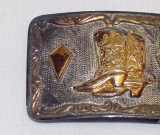  Gold Belt Buckle Makers Mark Boot Hand Tooled Old West
