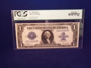 Fr 238 1923 $1 Silver Certificate PCGS 65PPQ Gem UNC