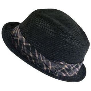 Upturn Brim Summer Stingy Fedora Trilby Hat Black M L