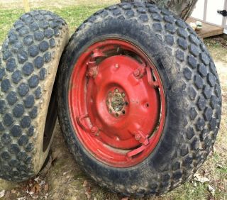 4x28 Tractor Turf Tires Massey Ferguson Spin Out Rims Wheels MF35 Ford