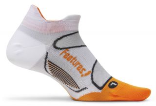 Feetures Socks Elite Ultra Light No Show Tab White Orange 1pair