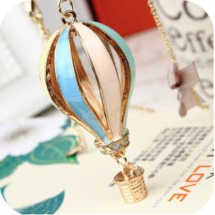  Lovely Golden Alloy Fire Balloon Long Chain Charms Necklace