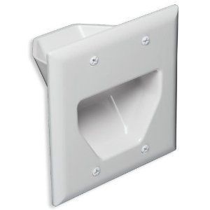 Flat Screen TV Wall Plate 2 Gang Slot to Hide Your TV Cables White