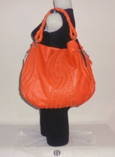 Fenn Wright Manson Handbag Orange Leather XL Round Hobo Tote Boho