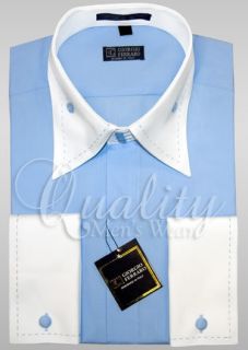 Giorgio Ferraro Baby Blue 19 38 39 High Collar Clubbin’ Mens Dress