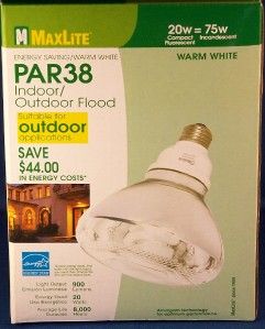 maxlite fluorescent light bulbs floodlights cfl r38 nib