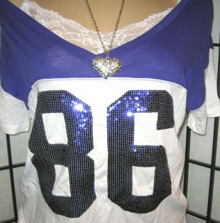 NWT Victorias Secret Pink Bling Sequin Oversized Football Jersey T