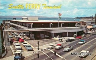 Seattle Washington Ferry Terminal State Ferries Automobiles Postcard