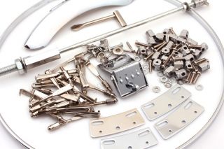 Chrome Assembly 4 String banjo parts assorted small hardware parts.