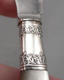 Antique Mother of Pearl Sterling Handle Butter Knives Knife