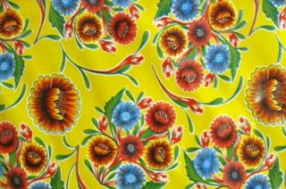 Yellow Bloom Floral Mexican Fiesta Oilcloth Vinyl Sew Craft Dec Fabric